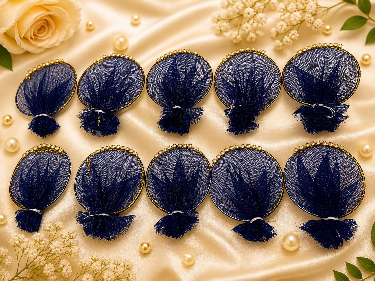 Nutts Decorative Artificial Net Leaf for Art & Craft Decorative Sewing Embroidery Festive DIY Art & Craft Home Decor (RM-B18 (Navy Blue))