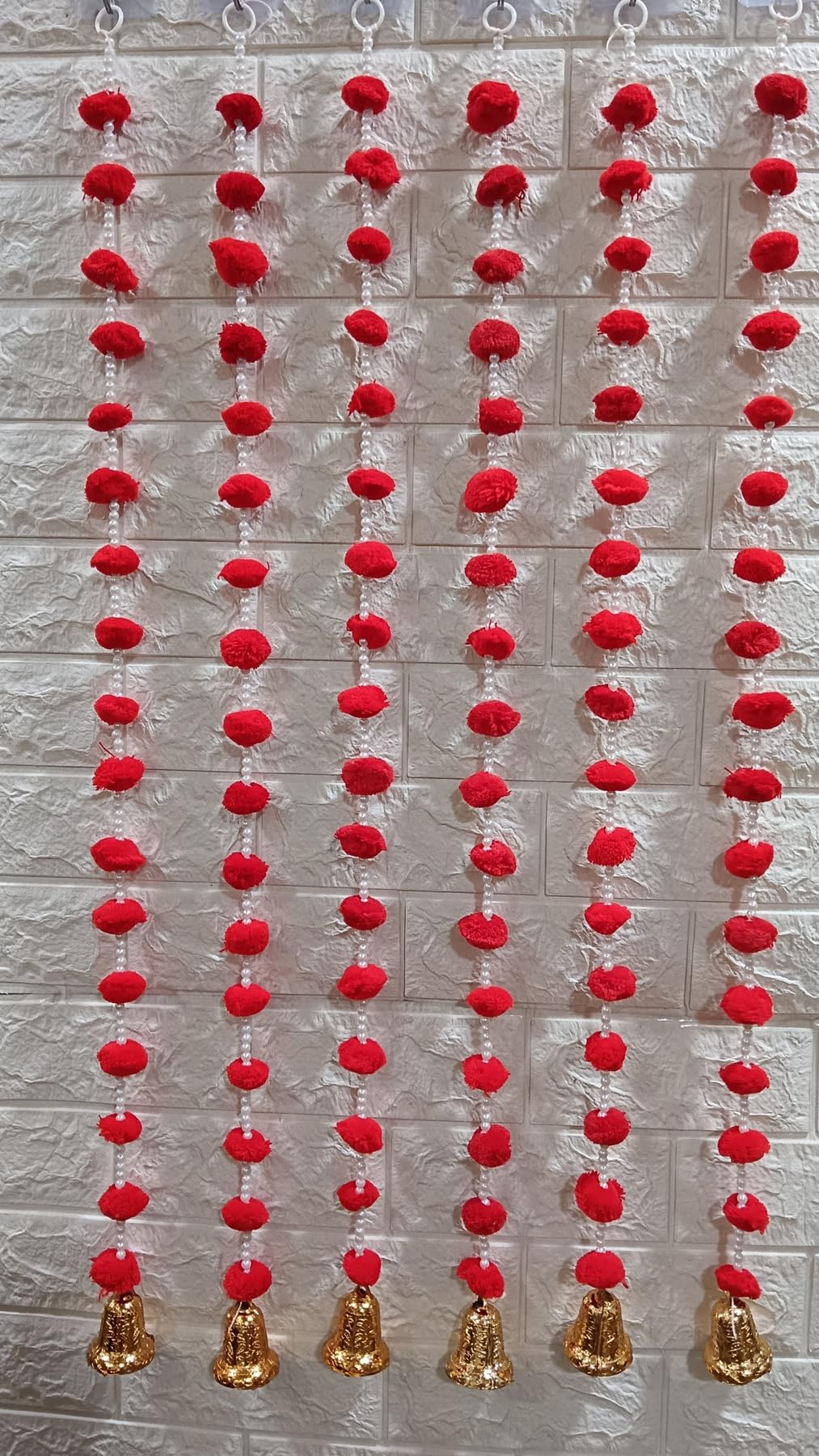 Nutts Handmade Multicolour Pom-Pom Toran | Traditional Moti and Jaal Chudi Toran for Home Decor | Decorative Pom-Pom Hanging for Home Entrance (PMPMT22)