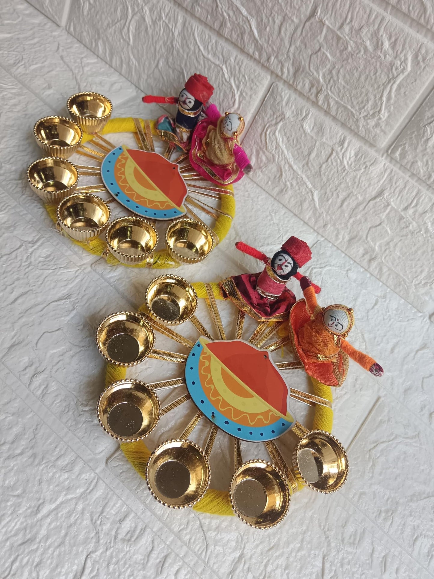 Sellplus Handmade Decorative Puppet Holi Plater for Festival Decoration | Traditional Pooja Ritual and Home Temple Decoration Pack of 2 (HOLIP-05)