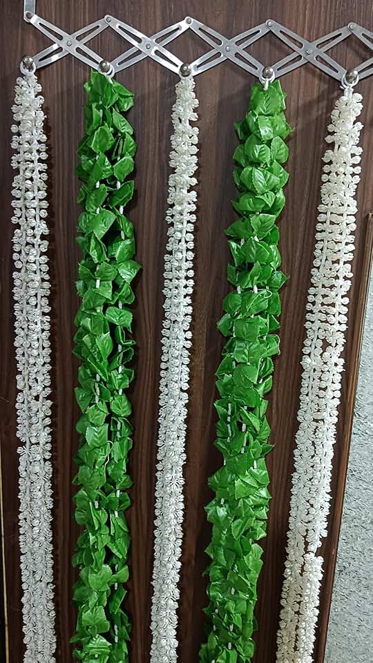 Decoration Item (Comboo of 12 Gajra & 12 Leaf String) for Home Décor Diwali Festival, Navratri, Wedding(MOGRAH36)