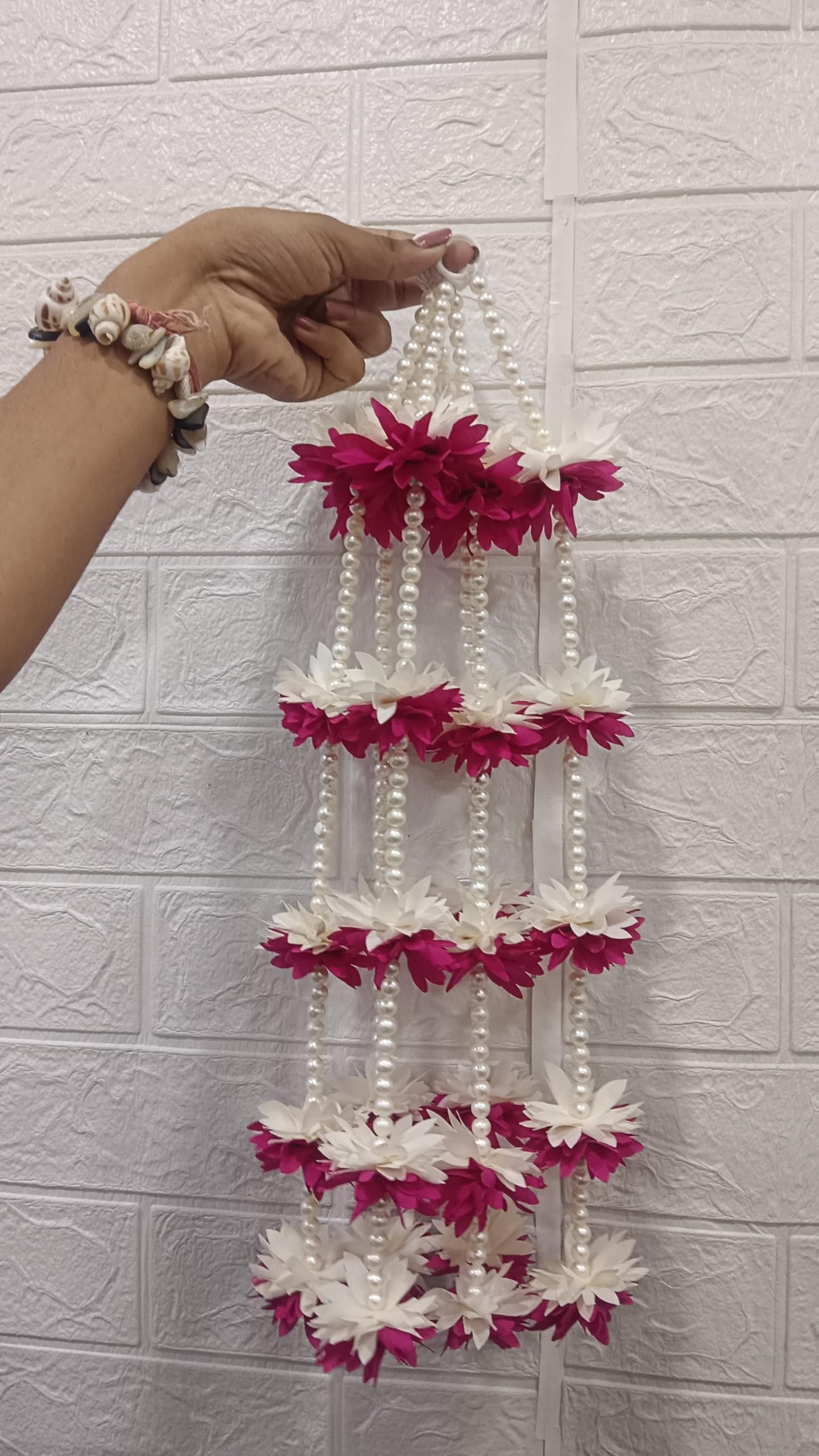 Nutts Handmade Decorative Paper Gajra Hanging | Traditional Decorative Hanging Paper Gajra for Home Entrance Decorations Hanging (PAPERG88)
