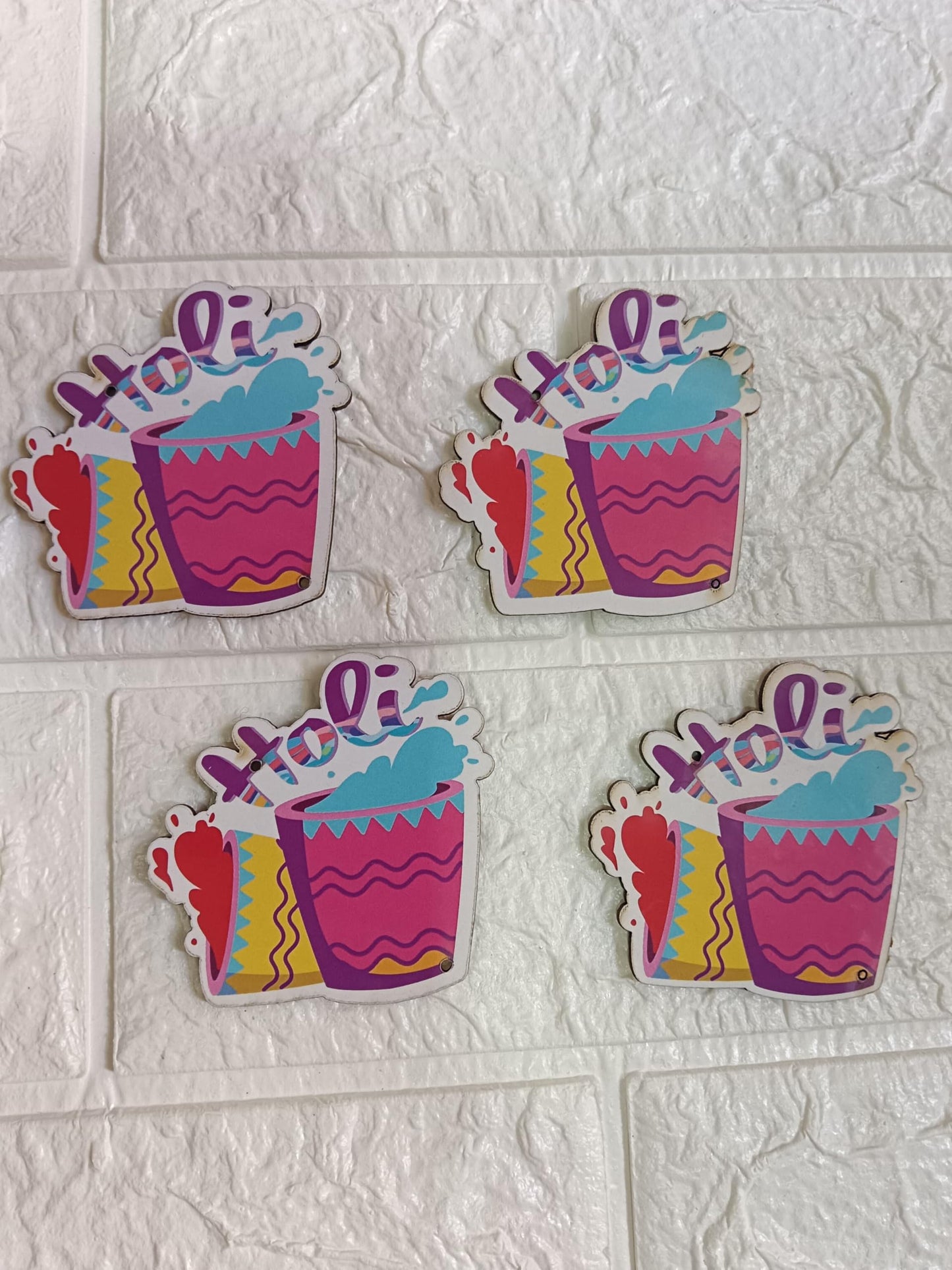 Nutts Theme Holi MDF Cutouts for Holi Decoration DIY Art Craft Wall Decor and Festival Decoration (Pack of 4) (RM-HM17)