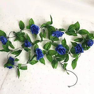 Blue Artificial Flower Vine Hanging Silk Rose Garland for Wedding Venue Backdrops Flower Walls Photo Background Bridal Showers Baby Showers and Event Decor