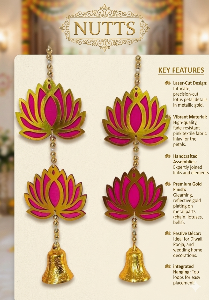 Nutts Lotus Wall Hanging Enhances Spiritual Home Decor Ideal For Pooja Room Living Room Temple Decoration Adds Calm Positive Energy With Elegant Design And Premium Finish