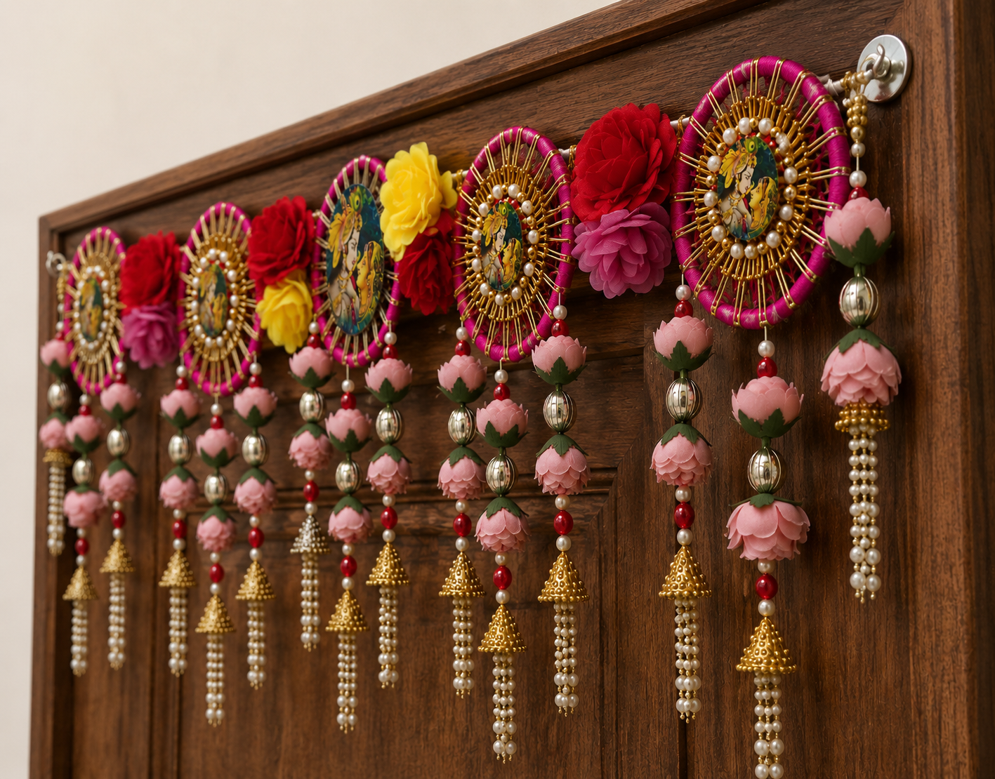 Nutts Decorative Gota Bangle Radha krishan Peony Flower Tassel Bandhanwar For Decoration