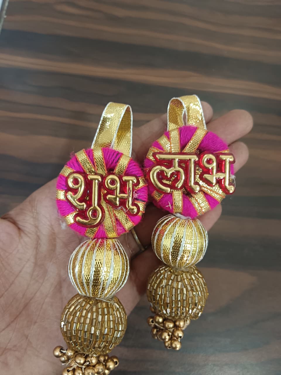 Nutts Decorative Handmade Multicolour Hanging | Traditional Shubh-Labh Hanging for Decoration | Lotus Hanging for Home Decor Pack of 2 (Small141)