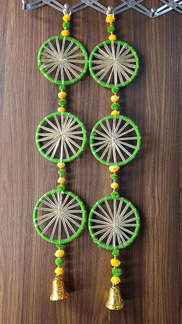 Nutts Handmade Multicolour Pom-Pom Toran | Traditional Moti and Jaal Chudi Toran for Home Decor | Decorative Pom-Pom Hanging for Home Entrance (PMPMT26)