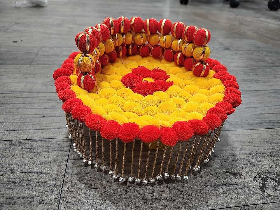 Laddu Gopal Large Gaddi Pom Pom Singhasan for Kanha Ji with Soft Gaddi by Sellplus Limited.