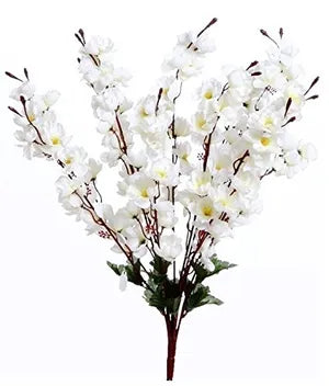 White Artificial Flower Bunches Cherry Blossom Flower Bunch for Decoration