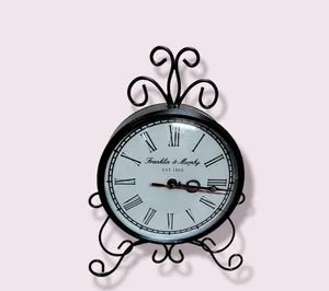white Analog Metal Circular Table Clock Antique Clock with Stand for Home, Office (6 Inch)