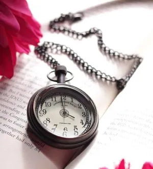 Pocket Clock Vintage Clock Metal Clock Shelf Clock with Chain