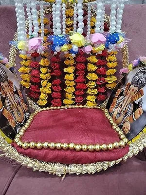 Lord Singhasan for Ganesh Chaturthi Decorative White Pearls Mini Roses Singhasan for Ganesh ji for Ganesh Chaturthi,