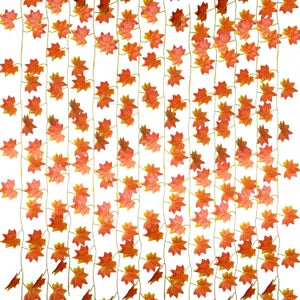 Orange Artificial Ivy Vines Silk Ivy Creepers Leaves Garland Hanging (12 Strings)