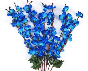 Blue Artificial Flower Bunches Cherry Blossom Flower Bunch for Decoration