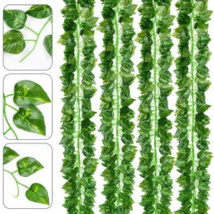 Green Artificial Ivy Vines Silk Ivy Creepers Leaves Garland Hanging (12 Strings)