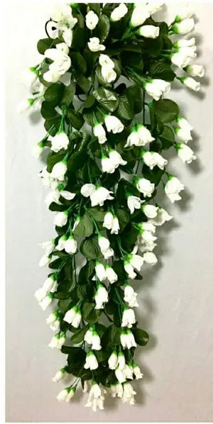 White Artificial Flowers Hanging Orchid Rose Shaped for Decoration