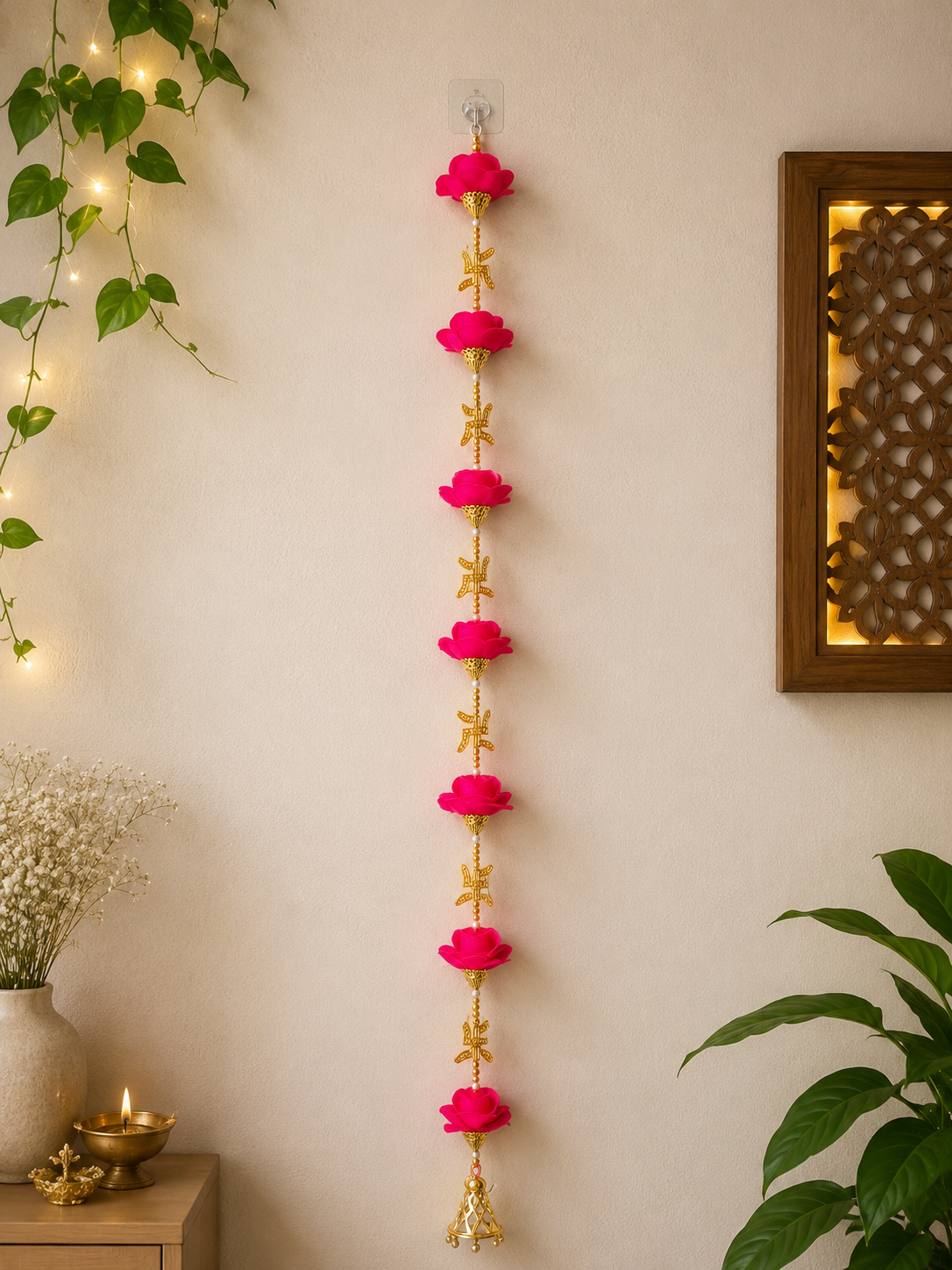 Nutts Handmade Decorative Paper Gajra Hanging | Flower Hanging for Home and Office Decor | Mogra Toran for Decoration (FlowerH37)