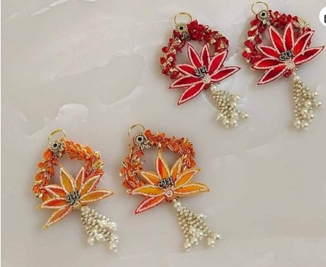 Nutts Decorative Shubh Labh Lotus Patch Small Wall Hanging | Perfect for Home & Office | Wall Hanging for Main Door | Enhance Your Space with Graceful Touches (Pack of 2) (SMALL72)