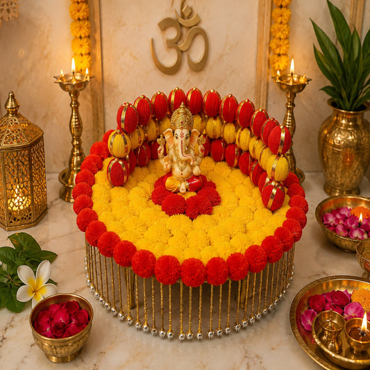 Laddu Gopal Large Gaddi Pom Pom Singhasan for Kanha Ji with Soft Gaddi by Sellplus Limited.