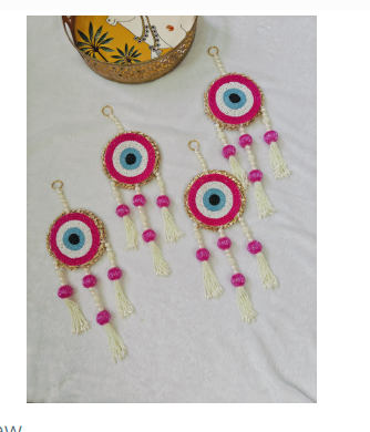 Nutts Decorative Evil Eye Moti Latkan Hanging Perfect for Home Decor | Handmade Toran Door Hanging | Hanging for Main Door | Pooja Decor & All Festival Decor (Pack of 2)