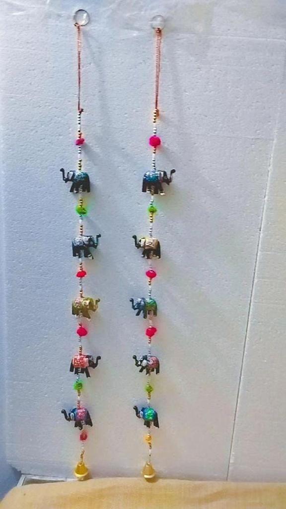 Nutts Decorative Handmade Multicolour Hanging | Traditional Elephant Hanging for Decoration for Home Decor Pack of 2 (Small89)