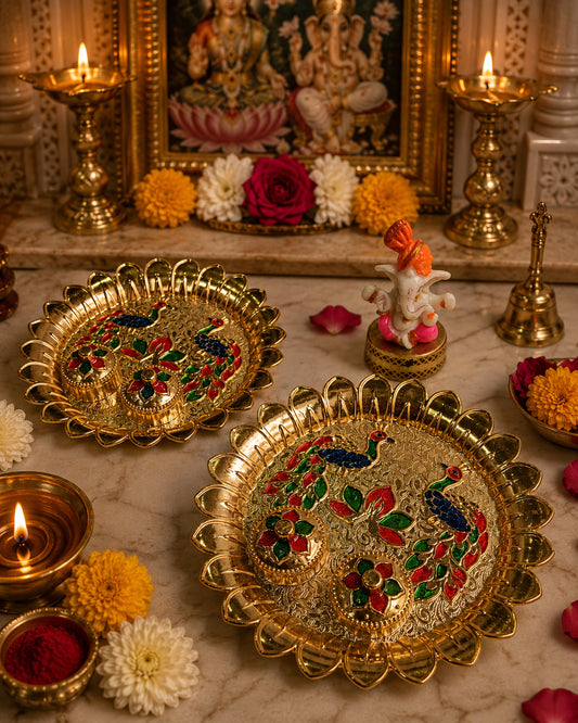 Nutts Decorative Pooja Traditional Religious Festival Worship Elegant Mandir Puja Essentials Diwali Navratri Wedding Home Decor Sacred (PoojaP33-1)
