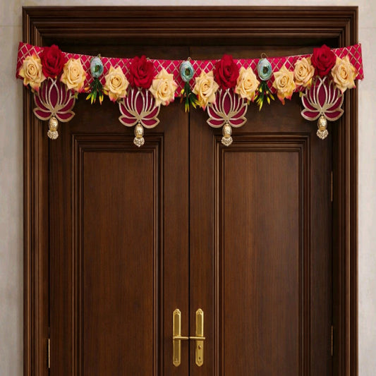 Nutts Decorative MDF Lotus Flower Bandhanwar For Festive Occasional Decor