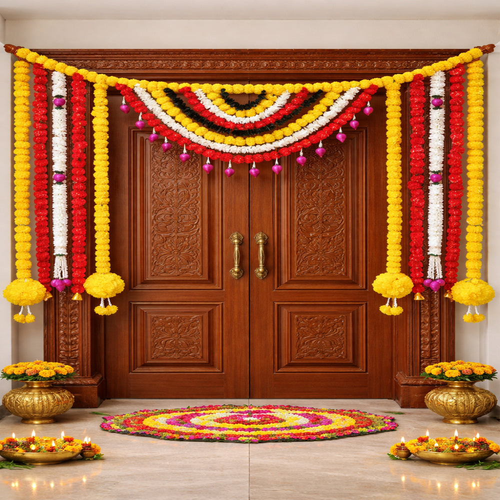 Nutts Handmade Decorative Marigold Paper Gajra Lotus Buds Bandhanwar For Events Decor Main Door Decoration