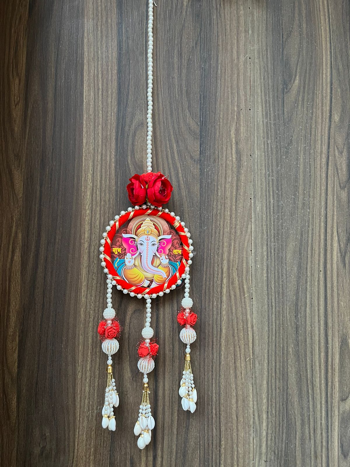 MDF Ganesh Ji Latkan & Moti Chudi Hanging, for Diwali Decoration, Home Decoration and All Festival Decor Pack of 2 (SMALL142)