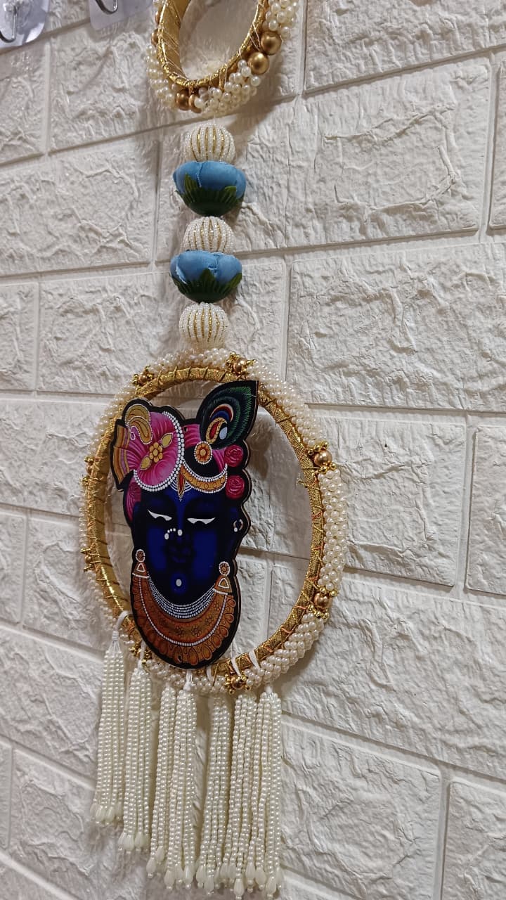Nutts Traditional Decorative Shrinath Ji Chudi Latkan Wall Hanging | Wall Hanging for Main Door | Garland Perfect for Home Decor | Enhance Your Space with Graceful Touches Pack of 2 (SMALL165)