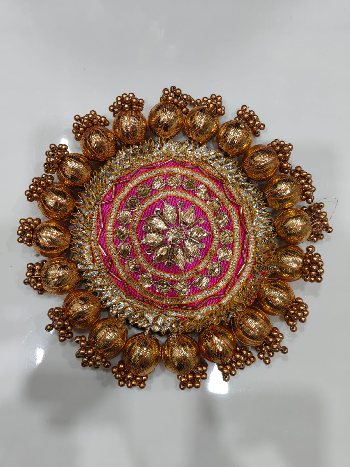 Nutts Decorative Traditional Pooja Thali Elegant Festival Prayer Plate for Home Temple Daily Worship Religious Rituals Festive Decoration (PoojaP03-3)