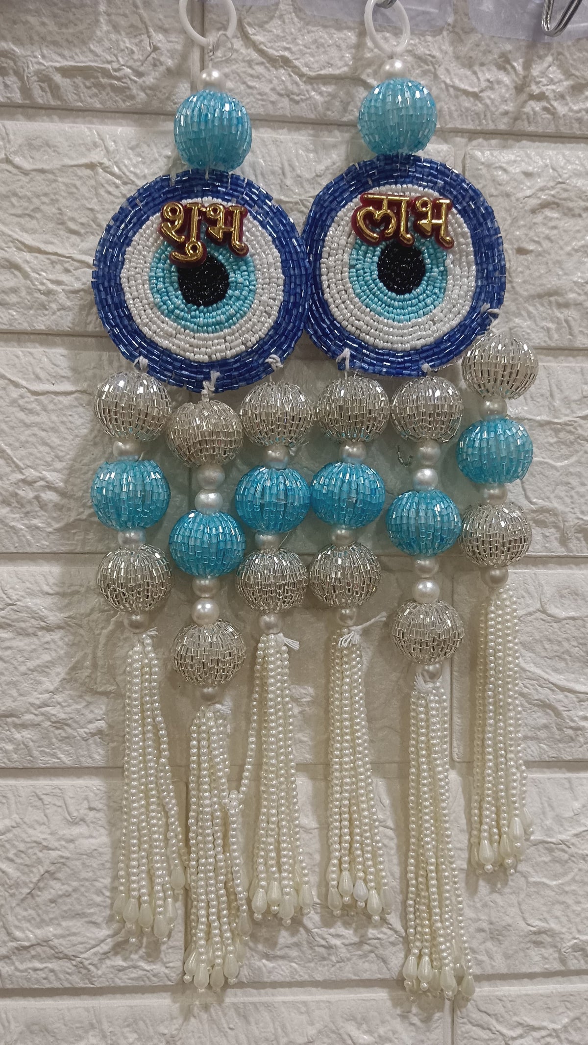 Nutts Evil Eye Shubh Labh Beaded Door Hanging Decorative Toran for Main Entrance Pooja Room Home Office Festival Decor (Pack of 2)