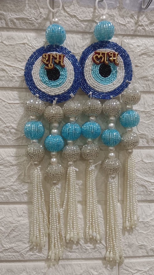 Nutts Evil Eye Shubh Labh Beaded Door Hanging Decorative Toran for Main Entrance Pooja Room Home Office Festival Decor (Pack of 2)