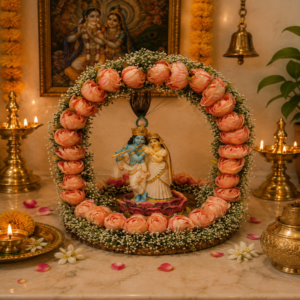 Nutts Royal Wooden God Singhasan Decorative Pooja Mandir Throne Sacred Idol Seat Traditional Temple Home Festival Worship Display Elegant Design (Singhasan35)