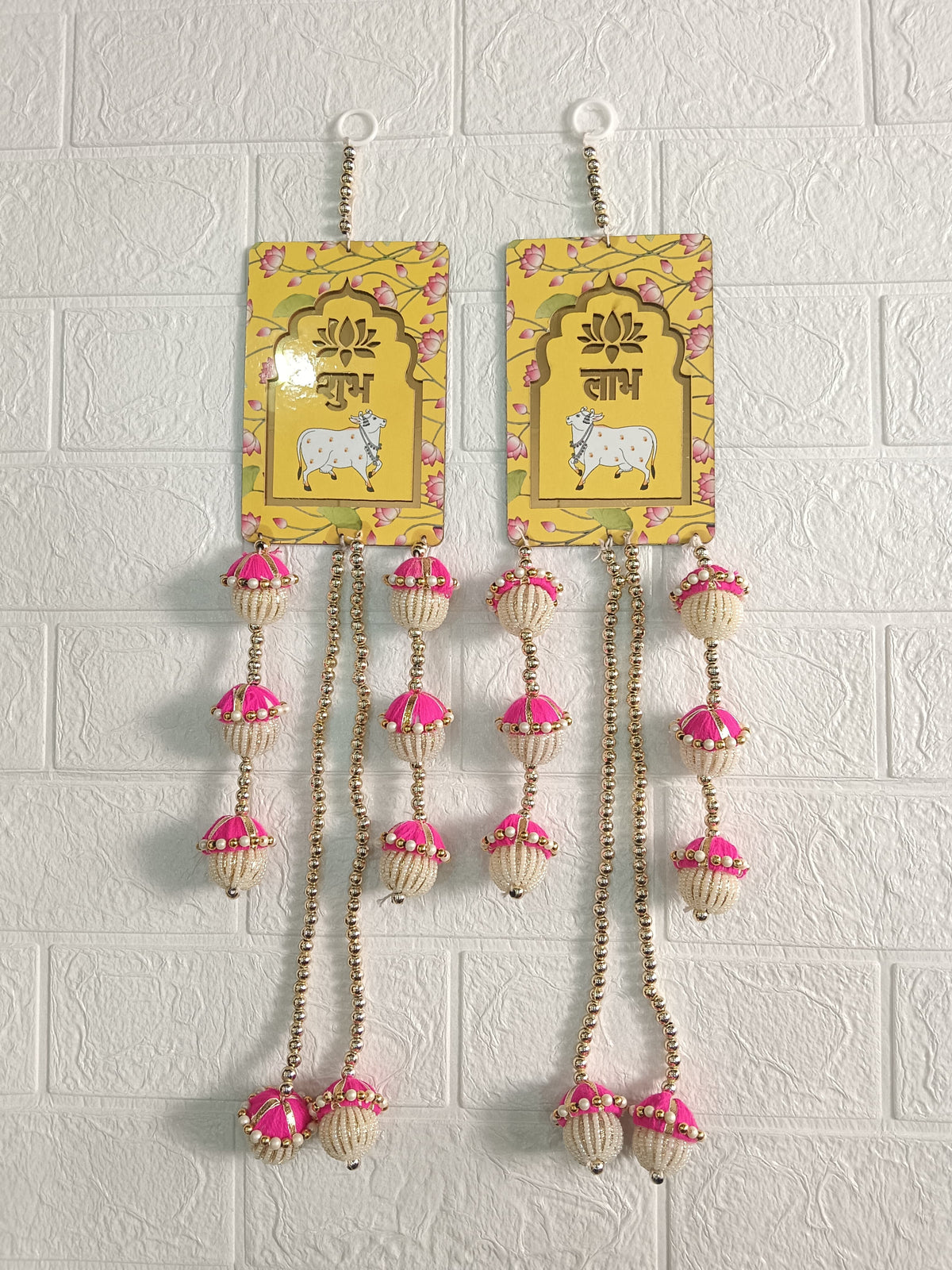 Cow Painting Latkan Hanging Diwali Decorations Wall Door Hanging Toran for Door Rajasthani Home Living Room Decoration (Pack of 2) (SMALL80-2)