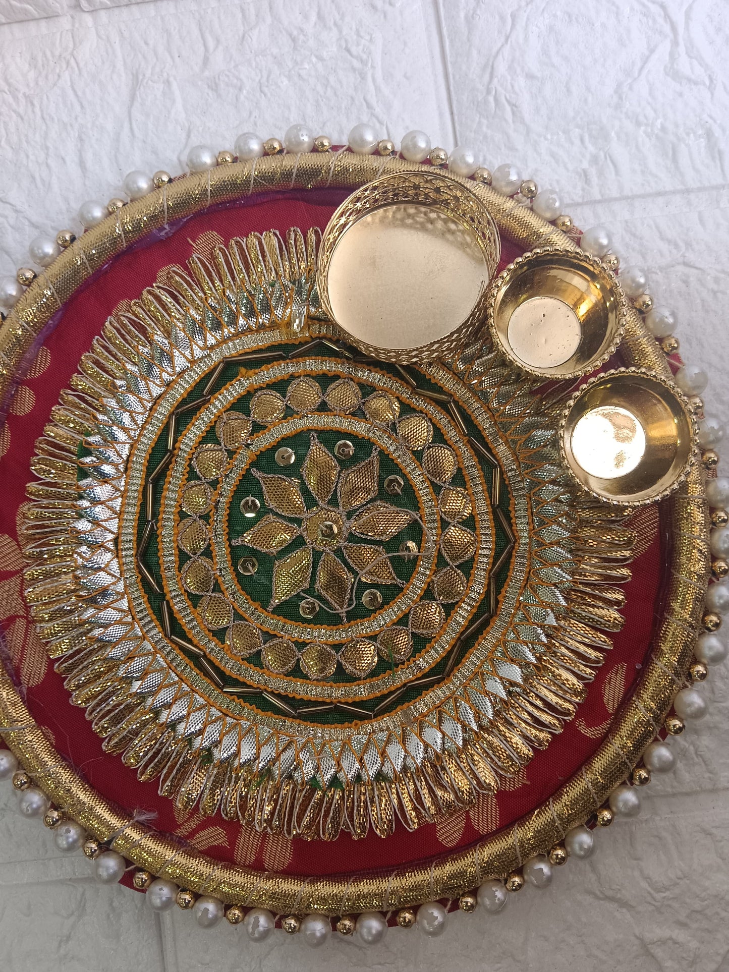 Nutts Decorative Traditional Pooja Thali Elegant Festival Prayer Plate for Home Temple Daily Worship Religious Rituals Festive Decoration (PoojaP01)