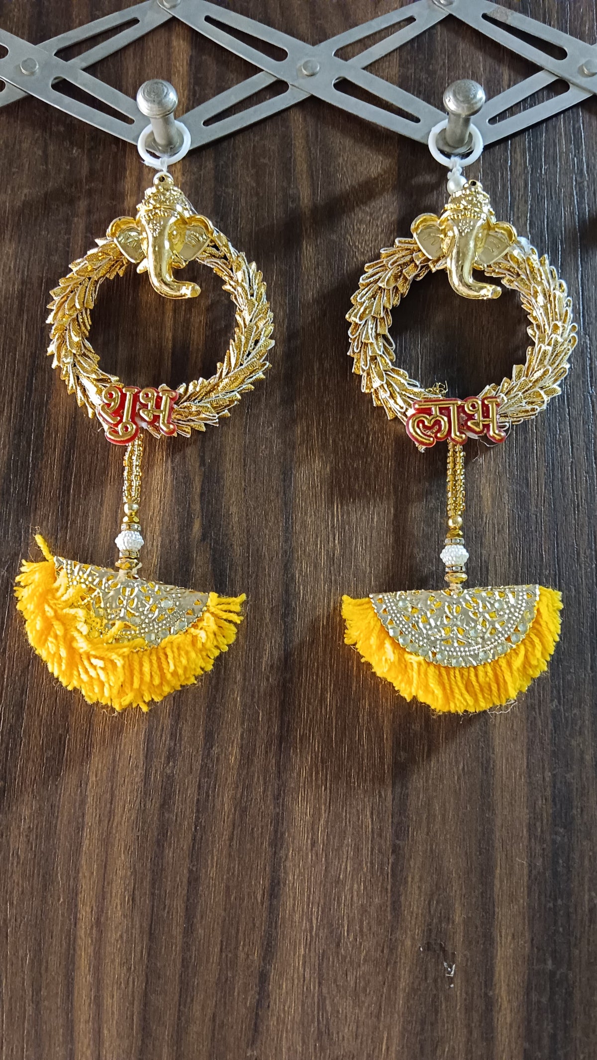 Subh Labh Woolen Latkan Small Hanging, for Diwali Decoration, Home Decoration and All Festival Decor (Pack of 2)