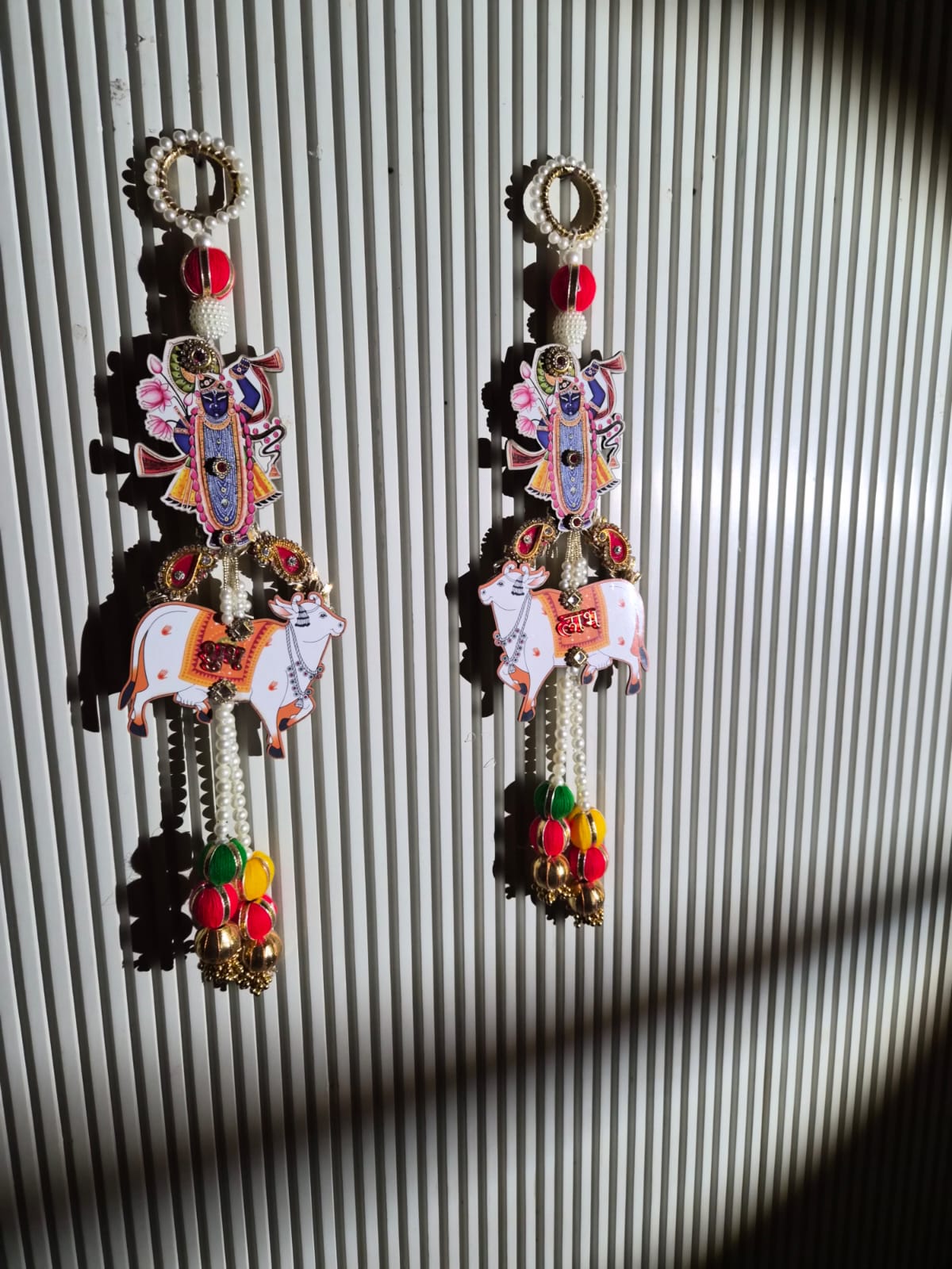 Nutts Handmade Decorative Small Hanging | Handcrafted Traditional Hanging for Decoration | Shubh-Labh Toran for Home and Office Decor Pack of 2 (SMALL191)