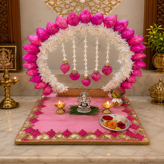 Paper Gajra & Foam Buds,Art & Craft Thakur Ji Singhasan, Laddu Gopal Ji Singhasan for Puja Room, Janmastmi Decoration