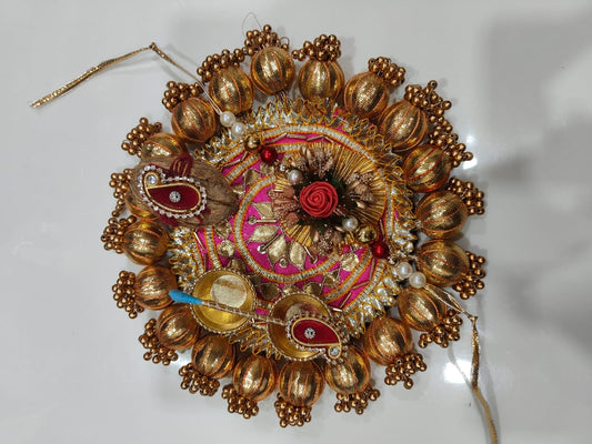 Nutts Handmade DecorativeGota Ball Patra Rakhi Thali Raksha Bandhan Pooja Plate with Rakhi (RakhiP12)