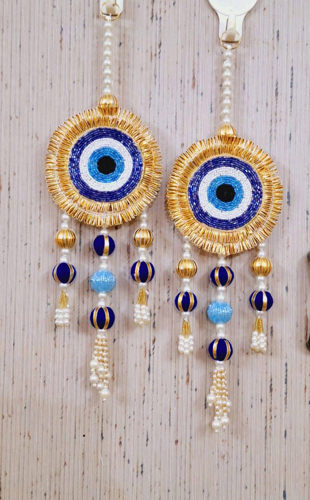 Nutts Traditional Decorative Evil Eye Shinning Ball Latkan Wall Hanging | Wall Hanging for Main Door | Perfect for Home Decor | Enhance Your Space with Graceful Touche (Pack of 2)
