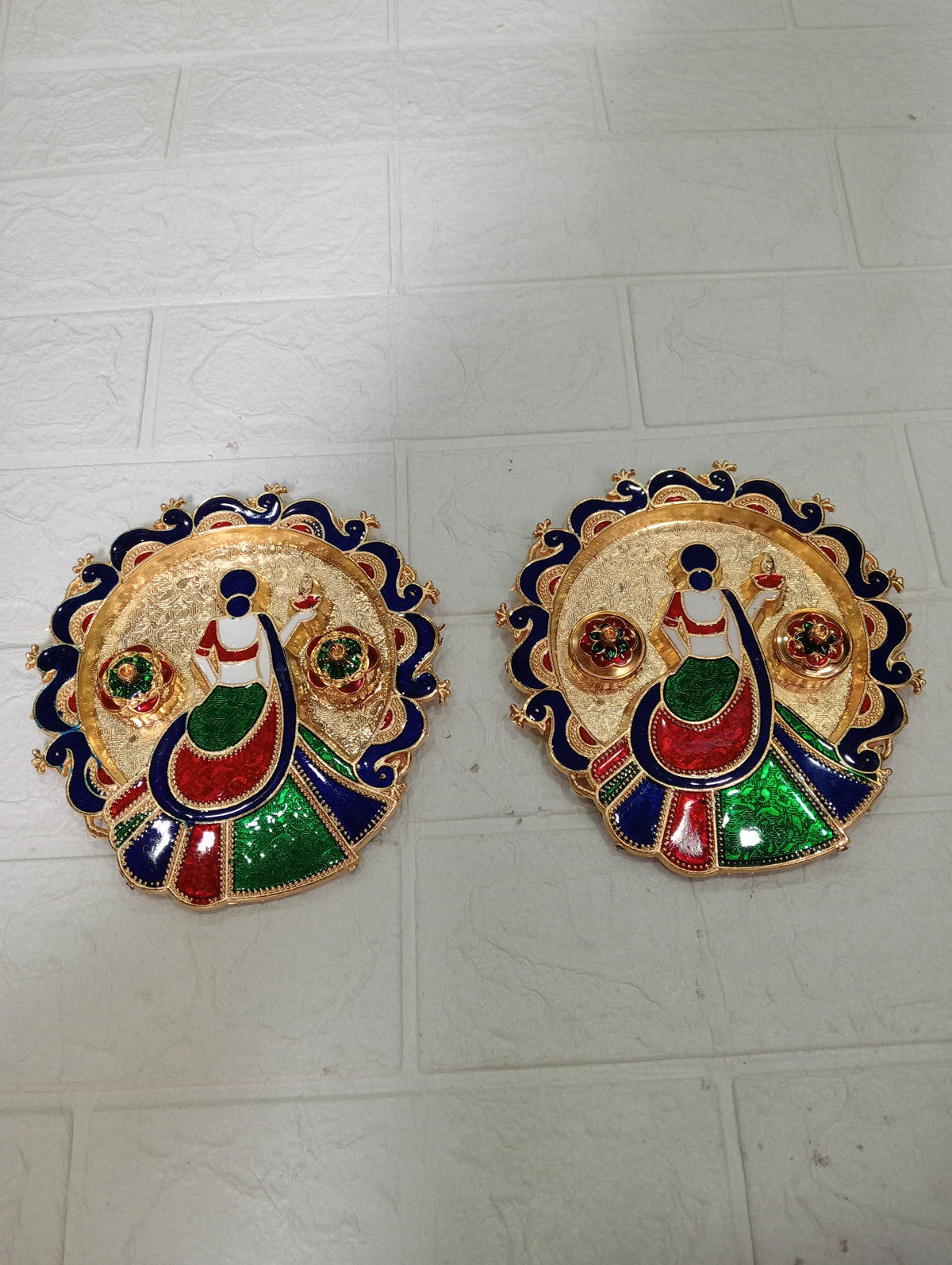 Nutts Decorative Traditional Pooja Thali for Daily Worship Festival Celebration Temple Home Mandir Diwali Navratri Karwa Chauth Elegant Prayer (PoojaP35-1)