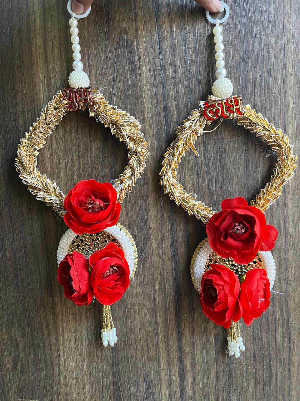 Artificial Flower & White Beads Garlands Handmade Door Entrance Hanging Home Traditional/Wall Decoration Diwali| Artificial Flower Pack of 2 (SMALL109)