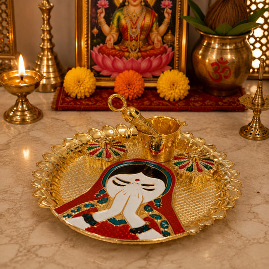 Nutts Decorative Pooja Traditional Religious Festival Worship Elegant Mandir Puja Essentials Diwali Navratri Wedding Home Decor Sacred (PoojaP36-2)