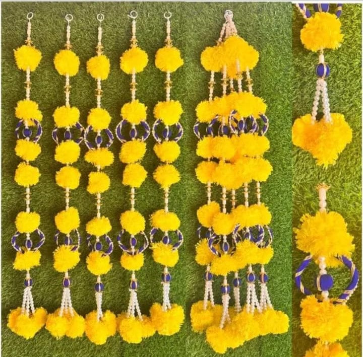 Nutts Handmade Decorative Artificial Genda Moti Chudi Toran | Traditional Beads Hanging for Home and Office Decoration (PMPMT132)