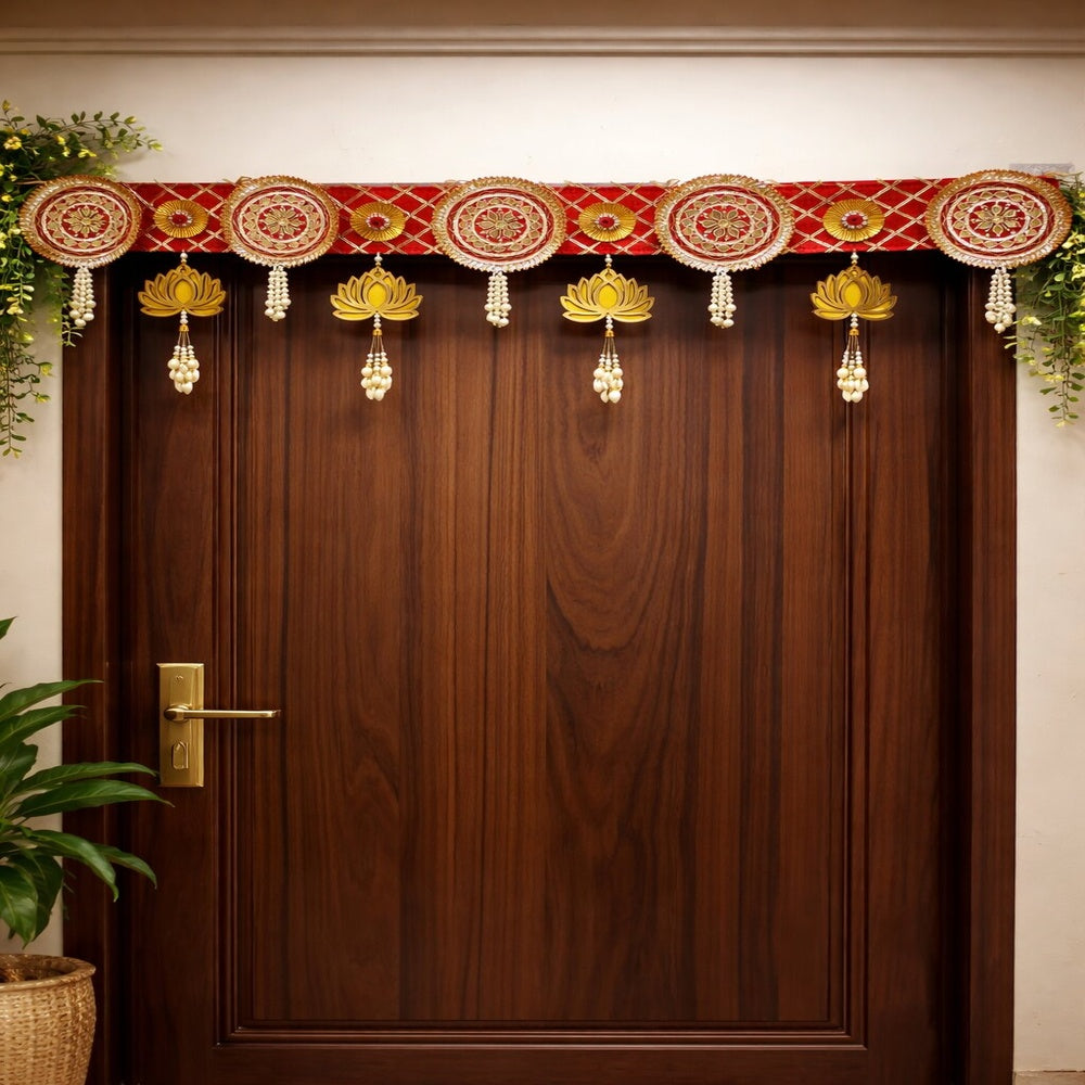 Nutts Decorative Patra MDF Lotus Bandhanwar For Decoration