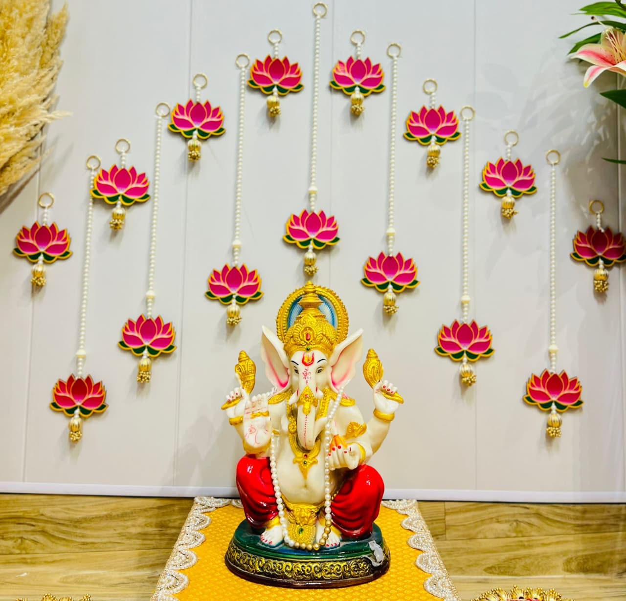 Nutts Lotus Hanging Ideal For Festive Home Decoration Perfect For Diwali And Special Occasions Enhances Wall Decor With Traditional Design