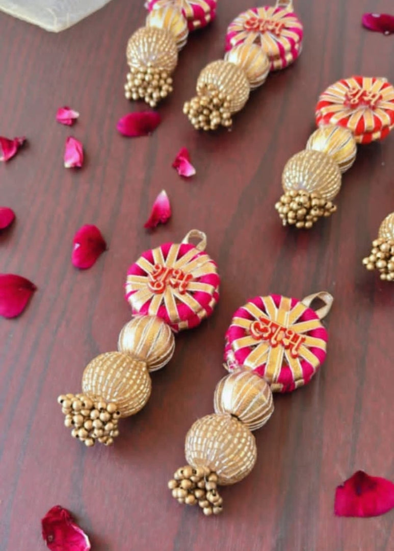 Nutts Decorative Handmade Multicolour Hanging | Traditional Shubh-Labh Hanging for Decoration | Lotus Hanging for Home Decor Pack of 2 (Small141)