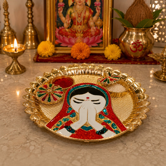Nutts Decorative Pooja Traditional Religious Festival Worship Elegant Mandir Puja Essentials Diwali Navratri Wedding Home Decor Sacred (PoojaP36-3)