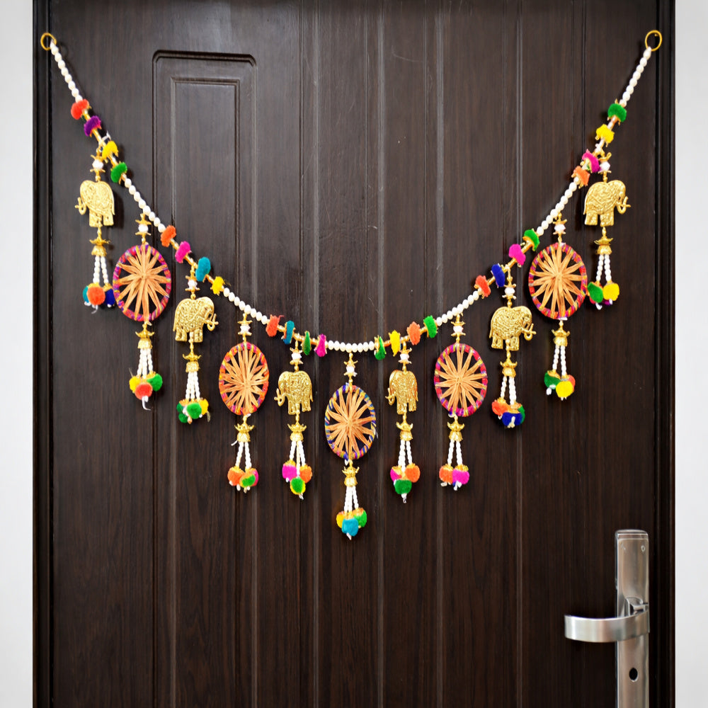 Nutts Decorative Gota Bangle Elephant Pompom Beads Bandhanwar For Home Decoration